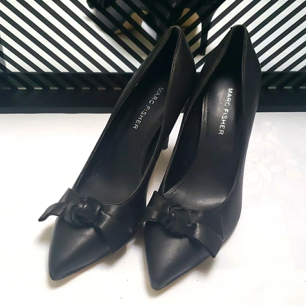 NWOT Marc Fisher leahter upper shell heel pumps shoes 6M - Picture 3 of 10